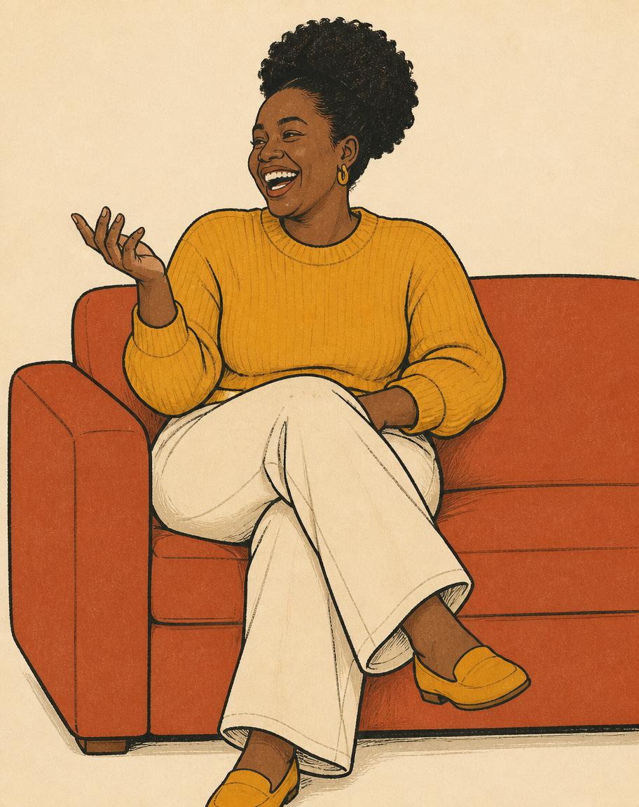 Illustration of Debbie mid-conversation