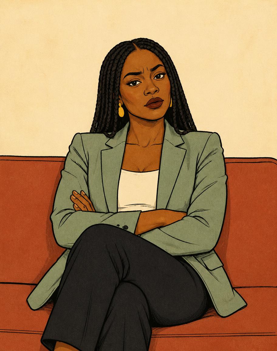 Illustration of Eniola mid-conversation
